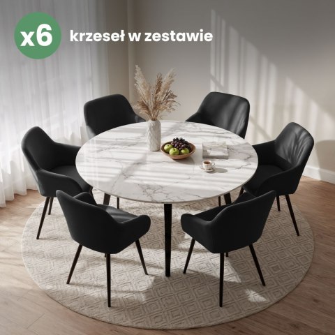 6x Welurowe krzesło tapicerowane gładkie Czarne ESTELLE Czarne nogi