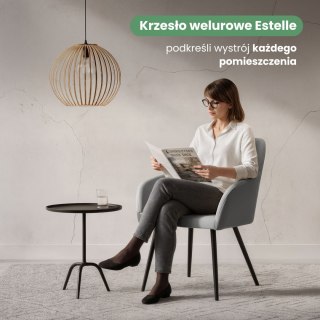 6x Welurowe krzesło tapicerowane gładkie Szare ESTELLE Czarne nogi