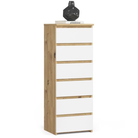 KOMODA CL6 PK DĄB ARTISAN / BIAŁA