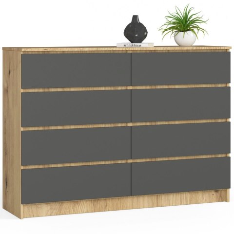 KOMODA K140 8SZ CLP PK DĄB ARTISAN / SZARY