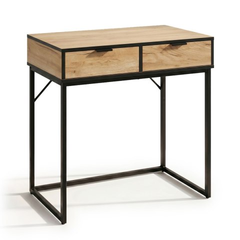 Konsola stolik loftowy ELANO 2 szuflady 80 cm Dąb Craft Czarne nogi