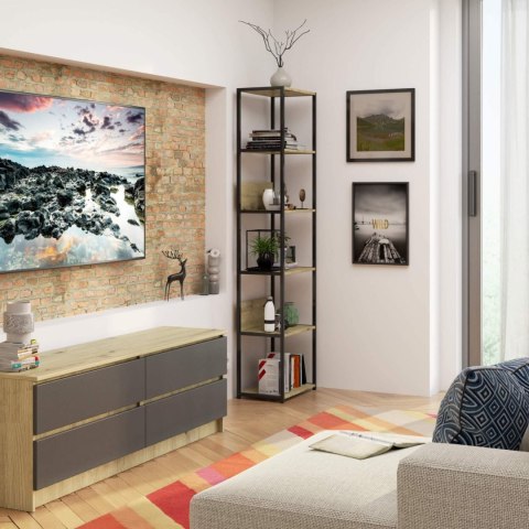 REGAŁ INDUSTRIALNY 500 CZARNY/DĄB ARTISAN