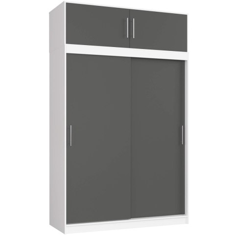 SZAFA PRZESUWNA Z NADSTAWKĄ 150cm CLP BIAŁA / SZARA MONO