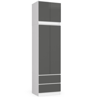SZAFA Z NADSTAWKĄ S60 2D 2SZ CLP PK BIAŁY / SZARY