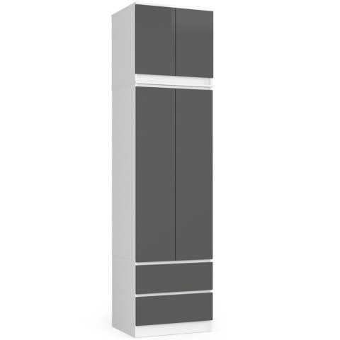 SZAFA Z NADSTAWKĄ S60 2D 2SZ CLP PK BIAŁY / SZARY