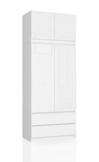 SZAFA Z NADSTAWKĄ S90 2D 2SZ CLP PK BIAŁY POŁYSK