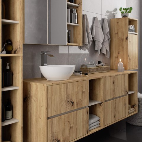 SZAFKA ŁAZIENKOWA POD UMYWALKĘ Z OTWORAMI VAMI W90 UM 2SZ 2P DĄB ARTISAN / KASZMIR