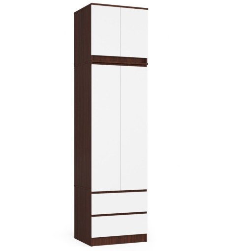 Szafa z nadstawką do sypialni 60 cm STAR PK wenge-biała
