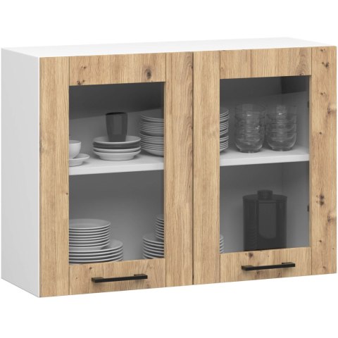 Szafka OLIWIA Witryna W80 H580 BIAŁA / DĄB ARTISAN
