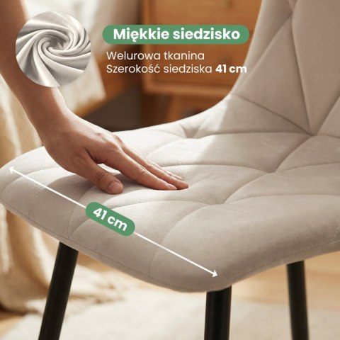 Welurowe krzesło tapicerowane pikowane Beżowe MILO Czarne nogi
