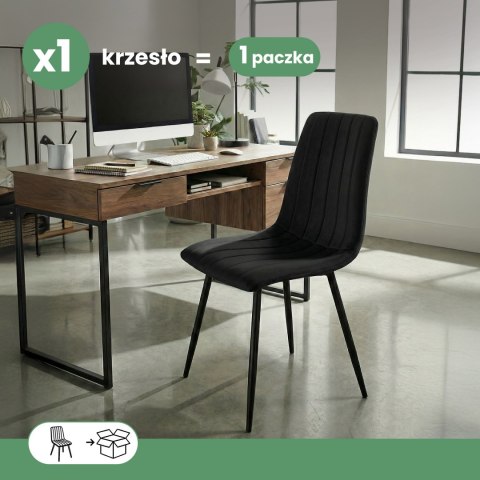 Welurowe krzesło tapicerowane pikowane Czarne LIVO Czarne nogi