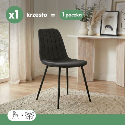 Welurowe krzesło tapicerowane pikowane Czarne LUMO Czarne nogi