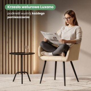2x Krzesło tapicerowane z przeszyciami kwadratowymi Beżowe LUXANO Czarne nogi