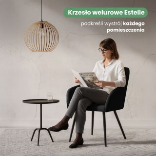 2x Welurowe krzesło tapicerowane gładkie Czarne ESTELLE Czarne nogi