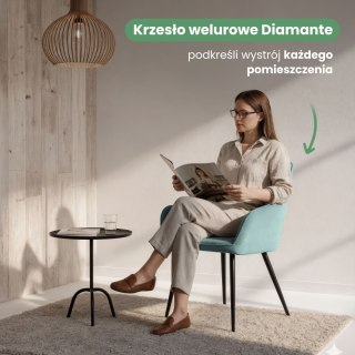2x Welurowe krzesło tapicerowane pikowane Turkusowe DIAMANTE Czarne nogi