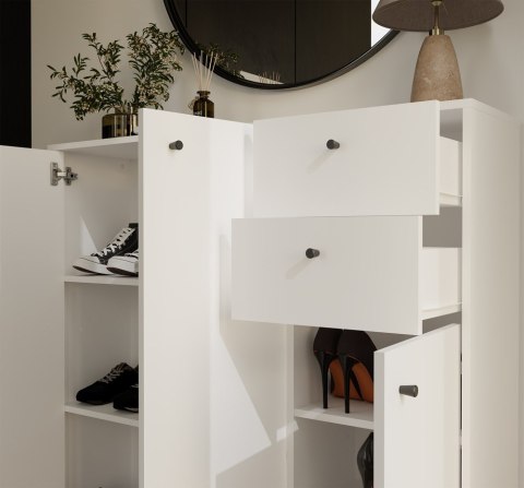 KOMODA FRAN BIAŁY 120 Cm Szafka 3 Drzwi 2 Szuflady 30 Cm Do Salonu Sypialni