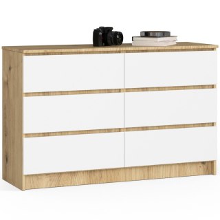 KOMODA K120 6SZ CLP PK DĄB ARTISAN / BIAŁY
