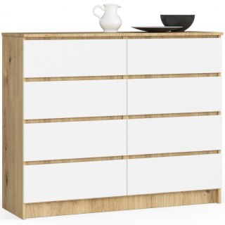 KOMODA K120 8SZ CLP PK DĄB ARTISAN / BIAŁY