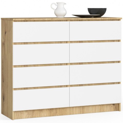 KOMODA K120 8SZ CLP PK DĄB ARTISAN / BIAŁY