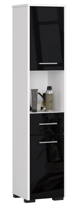 REGAŁ ŁAZIENKA FIN SŁUPEK 30 2D 1SZ 1W 140cm PK CZARNY POŁYSK