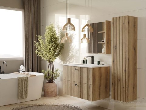 SZAFKA POD UMYWALKĘ TIGO 80 2S DĄB EVOKE RYFLOWANY FRONT + UMYWALKA