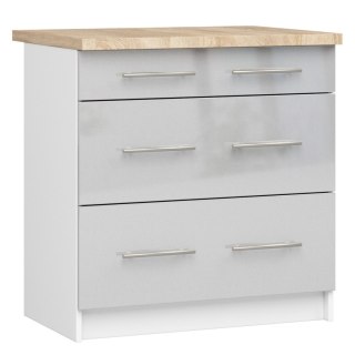 Szafka OLIWIA S80 3SZ + BLAT BIAŁA / METALIK POŁYSK