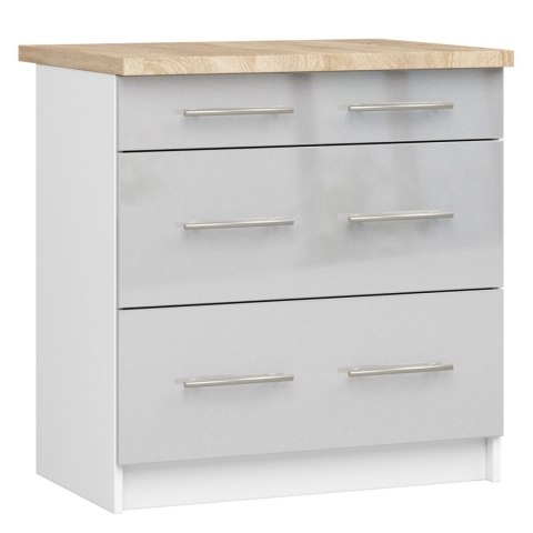Szafka OLIWIA S80 3SZ + BLAT BIAŁA / METALIK POŁYSK