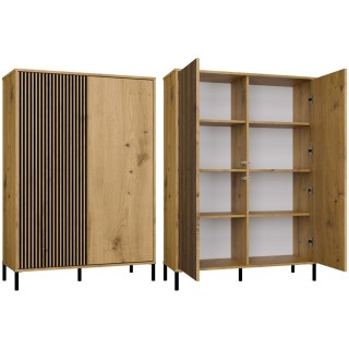 Witryna KAMARO 2DD SLIM/GŁADKI DĄB ARTISAN Lamele Front Ryflowany + Klasyczny