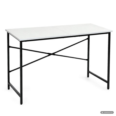 Biurko komputerowe SIMPLE Białe 120 cm czarny stelaż styl industrialny 120x50x75 cm