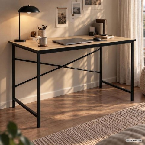 Biurko komputerowe SIMPLE Dąb Craft 120 cm czarny stelaż styl industrialny 120x50x75 cm