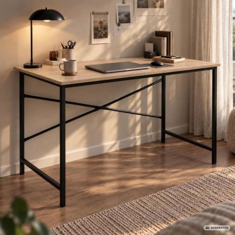 Biurko komputerowe SIMPLE Dąb Sonoma 120 cm czarny stelaż styl industrialny 120x50x75 cm