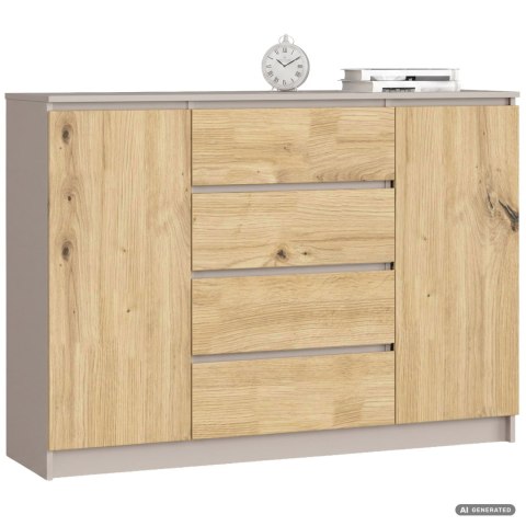 KOMODA K140 2D 4SZ CLP PK KASZMIR / DĄB ARTISAN