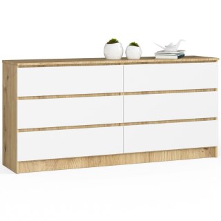 KOMODA K160 6SZ CLP PK DĄB ARTISAN / BIAŁY