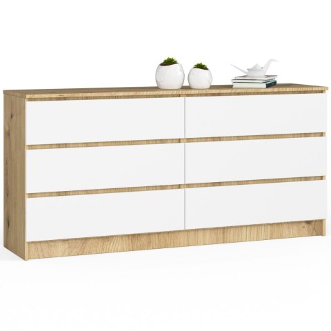 KOMODA K160 6SZ CLP PK DĄB ARTISAN / BIAŁY