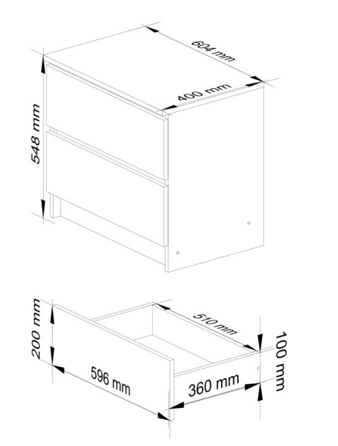 KOMODA K60 2SZ CLP PK DĄB SONOMA