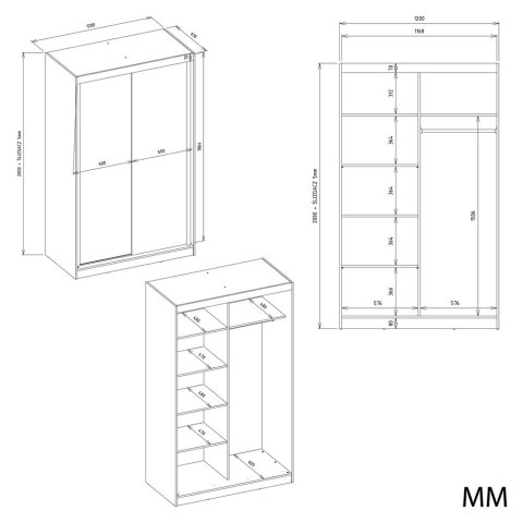 SZAFA Przesuwna IGA 120 CM C ANTRACYT SZPROSY - Nowoczesny Design