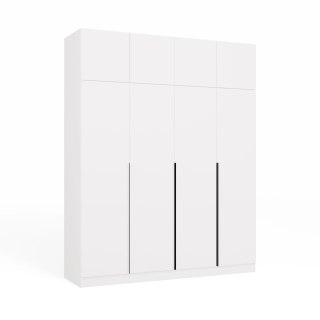 SZAFA SENSO 4D z Nadstawką Wysoka BIEL Drzwi Czarne uchwyty 250x200 Cm