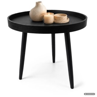 Stolik kawowy loftowy PICCO 40 cm okrągły Czarny czarne nogi