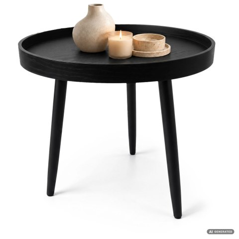 Stolik kawowy loftowy PICCO 40 cm okrągły Czarny czarne nogi