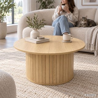Stolik kawowy okrągły NUBO 80 cm Naturalne Drewno