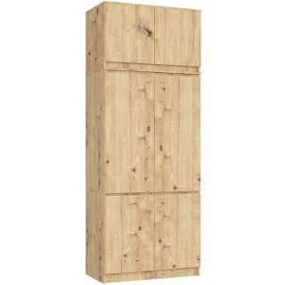 Szafa z nadstawką S 90 cm 6 drzwi 6 półek - dąb artisan