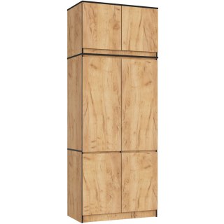 Szafa z nadstawką S 90 cm 6 drzwi 6 półek - dąb craft