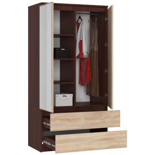 SZAFA S 90 cm 2 DRZWI 2 SZUFLADY 2 LUSTRA PK WENGE / SONOMA