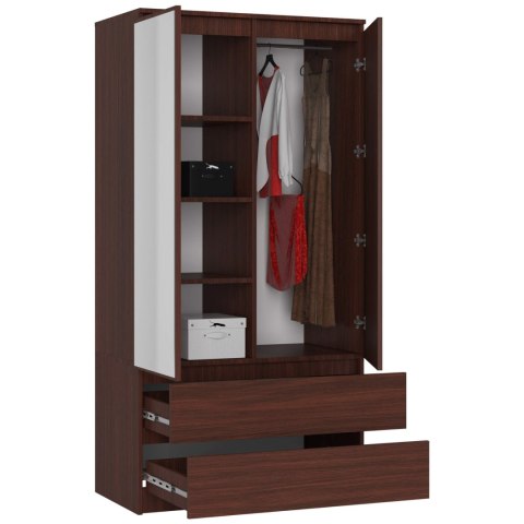SZAFA S 90 cm 2 DRZWI 2 SZUFLADY 2 LUSTRA PK WENGE