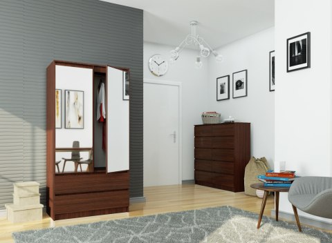 SZAFA S 90 cm 2 DRZWI 2 SZUFLADY 2 LUSTRA PK WENGE