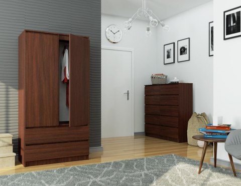 SZAFA S 90 cm 2 DRZWI 2 SZUFLADY PK WENGE