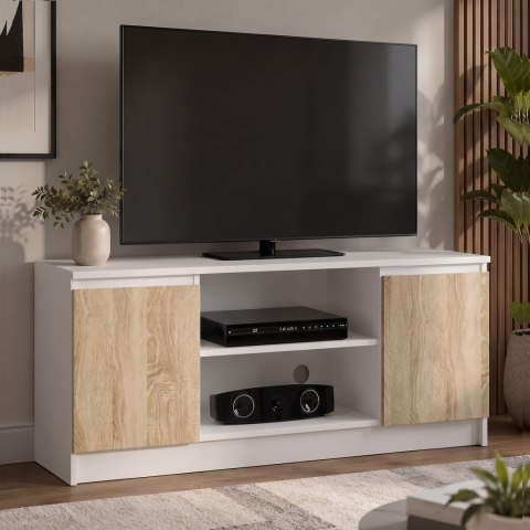 SZAFKA RTV 120 cm 2D 1P BIAŁA / SONOMA