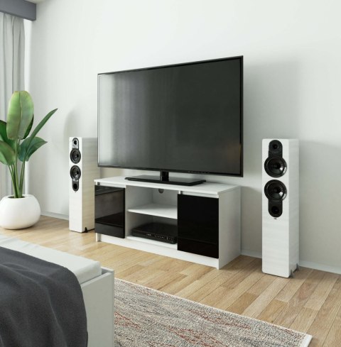 SZAFKA RTV 120 cm 2D 1P CZARNY AKRYL WYSOKI POŁYSK