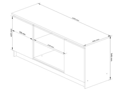 SZAFKA RTV 120 cm 2D 1P SONOMA / BIAŁA