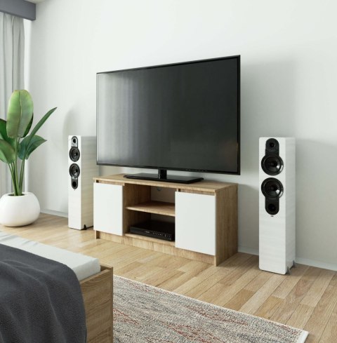 SZAFKA RTV 120 cm 2D 1P SONOMA / BIAŁA